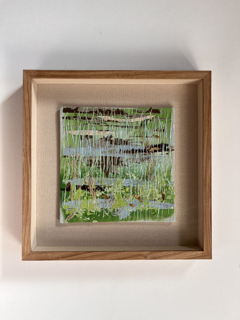 custom picture framing embroidery floated and boxed